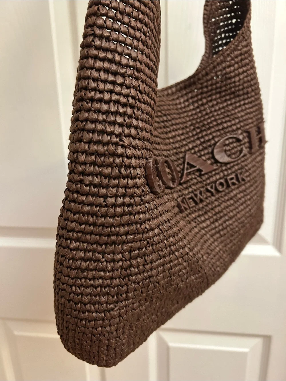 Coach Brown Woven Logo Hobo Bag